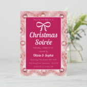 Personalized Pink Retro Christmas Party Kaart (Staand voorkant)