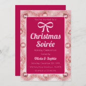 Personalized Pink Retro Christmas Party Kaart (Voorkant / Achterkant)
