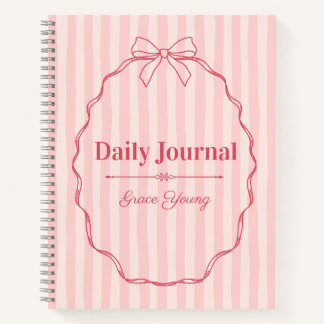 Personalized Pink Ribbon Name Custom Elegant Notitieboek