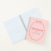 Personalized Pink Ribbon Name Custom Elegant Notitieboek (Binnen)