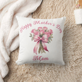 Personalized Pink Rose Bouquet Mother's Day Gift Kussen