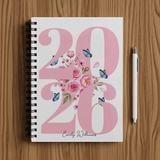 Personalized Pink Rose  Planner
