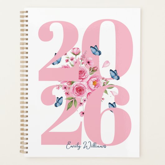 Personalized Pink Rose  Planner (Voorkant)