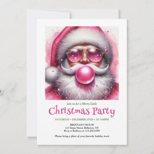 Personalized Pink Santa Bubble Gum Funny Christmas Kaart (Voorkant)