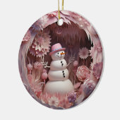 Personalized Pink Snowman Christmas Keramisch Ornament (Links)