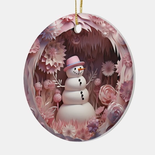 Personalized Pink Snowman Christmas Keramisch Ornament (Links)