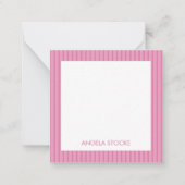 Personalized Pink Stripe Enclosure Notitiekaartje (Voorkant)