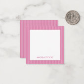 Personalized Pink Stripe Enclosure Notitiekaartje (Voorkant / Achterkant in situ)
