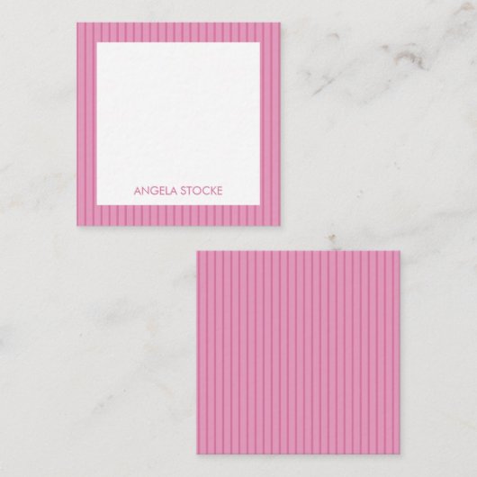 Personalized Pink Stripe Enclosure Notitiekaartje (Voorkant / Achterkant)