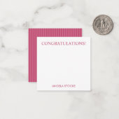 Personalized Pink Stripe Notitiekaartje (Voorkant / Achterkant in situ)