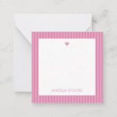 Personalized Pink Stripe Notitiekaartje (Voorkant)