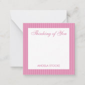 Personalized Pink Stripe Notitiekaartje (Voorkant)