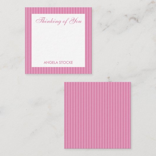 Personalized Pink Stripe Notitiekaartje (Voorkant / Achterkant)