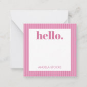 Personalized Pink Stripe Notitiekaartje (Voorkant)
