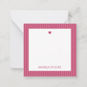 Personalized Pink Stripe Notitiekaartje (Voorkant)