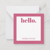 Personalized Pink Stripe Notitiekaartje (Voorkant)