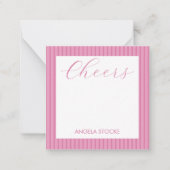 Personalized Pink Stripe Notitiekaartje (Voorkant)