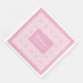 Personalized Pink Table Napkins Modern Tartan Look Servet (Hoek)