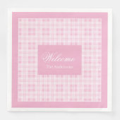 Personalized Pink Table Napkins Modern Tartan Look Servet (Voorkant)