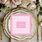Personalized Pink Table Napkins Modern Tartan Look Servet
