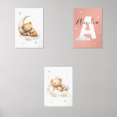 Personalized Pink Teddy Bear Nursery Prints Baby (Voorkant)