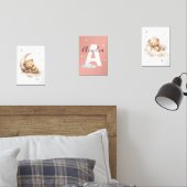 Personalized Pink Teddy Bear Nursery Prints Baby (Slaapkamer)