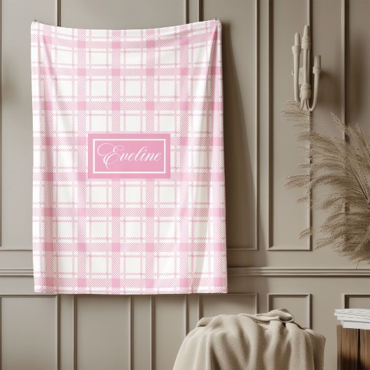 Personalized Pink Throw Chic Pastel Aesthetic Fleece Deken