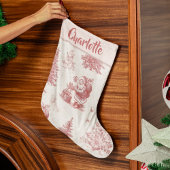 Personalized Pink Toile Christmas Stocking Grote Kerstsok