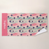 Personalized Pink Tropical Fish Badhanddoek (Badhanddoek)