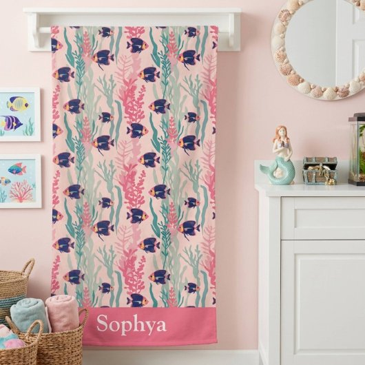 Personalized Pink Tropical Fish Strandlaken