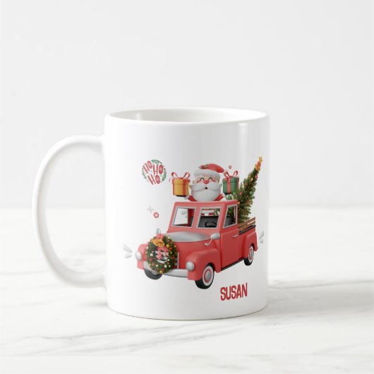 Personalized Pink Truck Christmas  Koffiemok (Links)