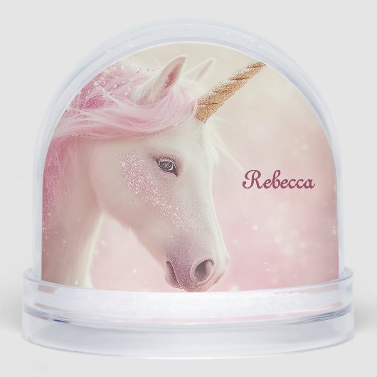 Personalized Pink Unicorn  Sneeuwbol (Voorkant)