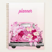 Personalized Pink Valentine Truck Planner Cover (Voorkant)