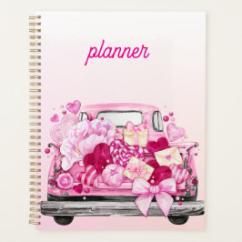 Personalized Pink Valentine Truck Planner Cover
