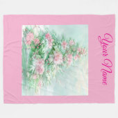 Personalized Pink Vintage Christmas Poinsettia Fle Fleece Deken (Voorkant (Horizontaal))