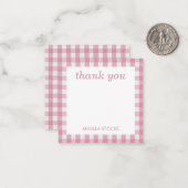 Personalized Pink White Gingham Notitiekaartje (Voorkant / Achterkant in situ)