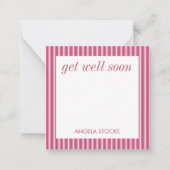 Personalized Pink White Stripe Notitiekaartje (Voorkant)