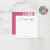 Personalized Pink White Stripe Notitiekaartje (Voorkant / Achterkant in situ)