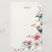 Personalized  Pink White Wildflowers Florals  Briefpapier (Voorkant / Achterkant)