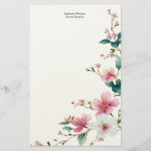 Personalized  Pink White Wildflowers Florals  Briefpapier (Voorkant)