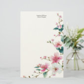 Personalized  Pink White Wildflowers Florals  Briefpapier (Staand voorkant)