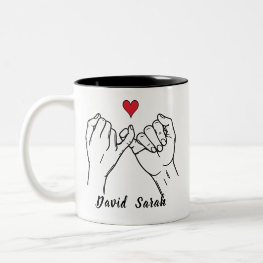Personalized Pinky Promise Mug Valentine’s Day Tweekleurige Koffiemok (Links)