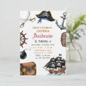 Personalized Pirate Birthday for Kids Invitation  Kaart (Staand voorkant)