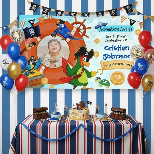 Personalized Pirate Birthday Party Banner Photo