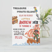 Personalized Pirate Birthday Party Invitation Card Kaart (Staand voorkant)