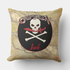 Personalized Pirate Captain Throw Pillow Buitenkussen