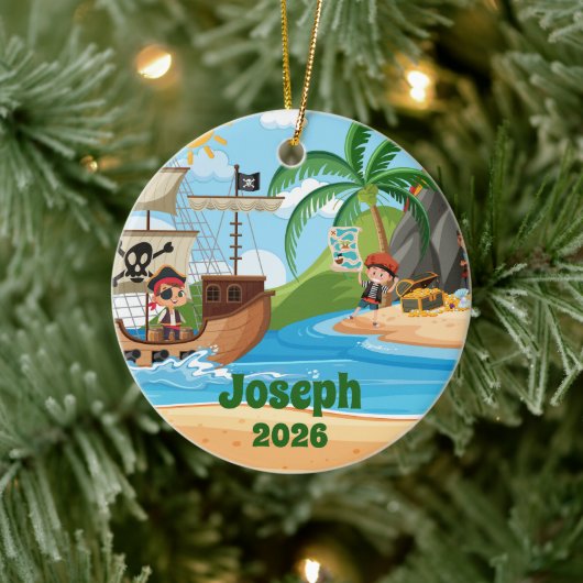 Personalized Pirate Ship Ornament (Boom)
