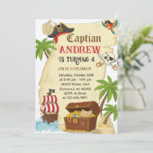 Personalized pirate theme child's birthday kaart (Staand voorkant)