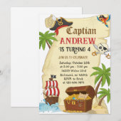 Personalized pirate theme child's birthday kaart (Voorkant / Achterkant)