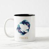 "Personalized Pisces Zodiac sign Name and traits Tweekleurige Koffiemok (Links)